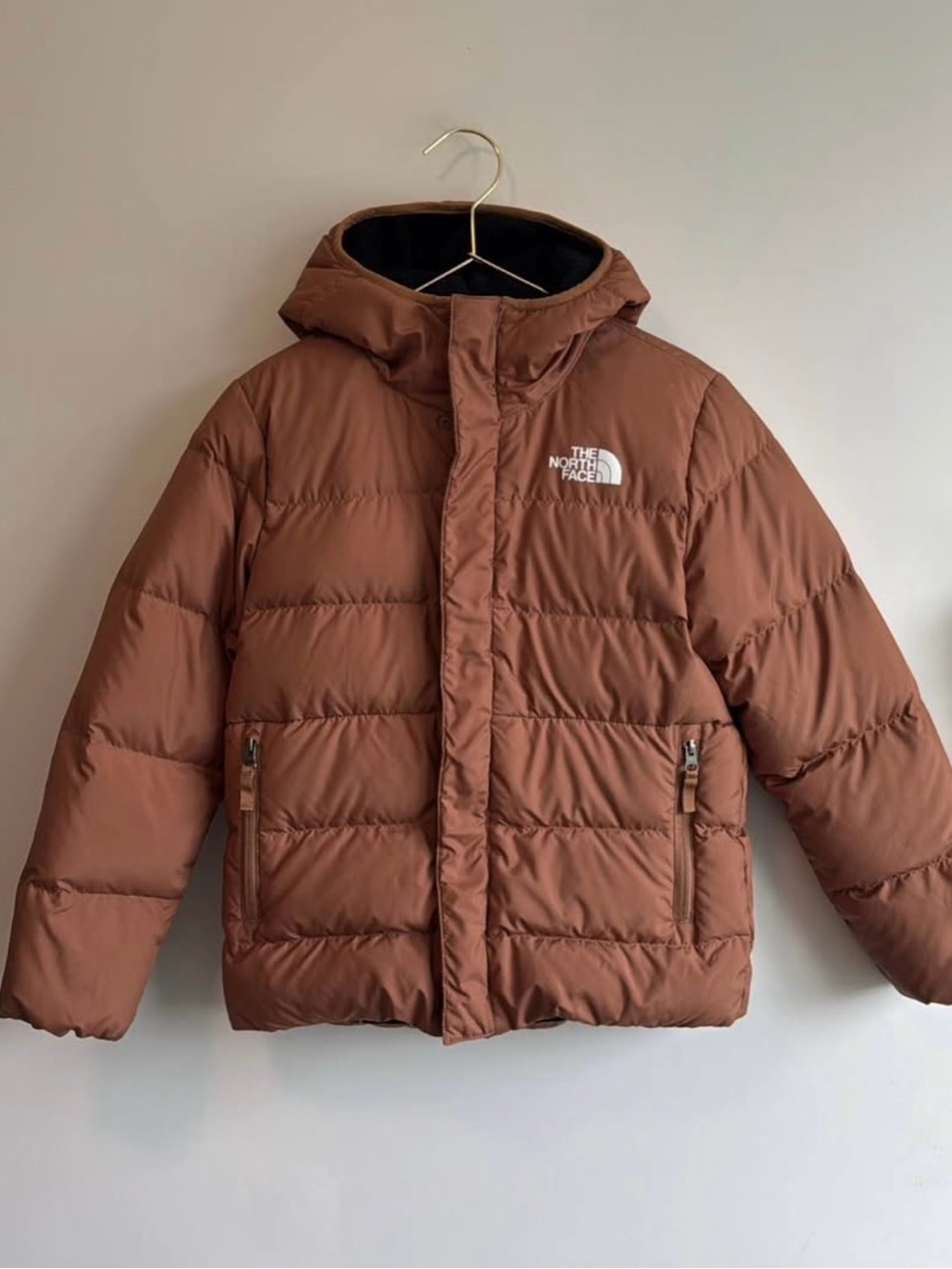 The North Face Kids Chocolate Brown Hooded Puffer Jacket